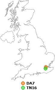 map showing distance between DA7 and TN16