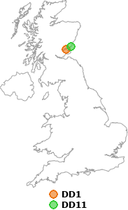 map showing distance between DD1 and DD11