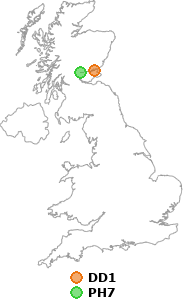 map showing distance between DD1 and PH7