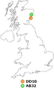 map showing distance between DD10 and AB32