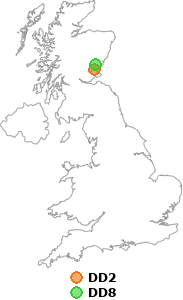map showing distance between DD2 and DD8
