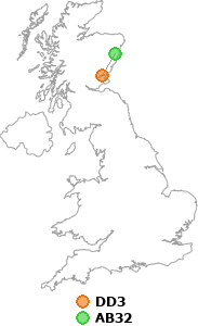 map showing distance between DD3 and AB32
