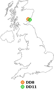 map showing distance between DD8 and DD11