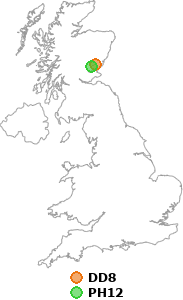 map showing distance between DD8 and PH12