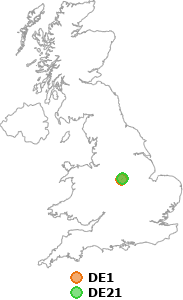 map showing distance between DE1 and DE21