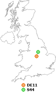 map showing distance between DE11 and S44