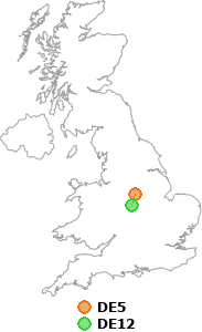 map showing distance between DE5 and DE12