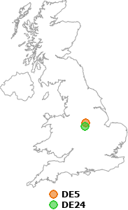 map showing distance between DE5 and DE24