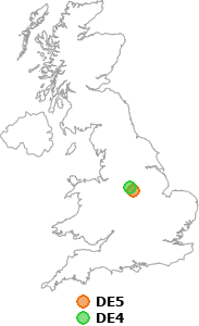 map showing distance between DE5 and DE4