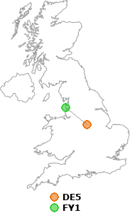 map showing distance between DE5 and FY1