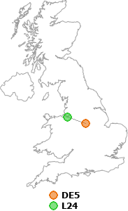 map showing distance between DE5 and L24