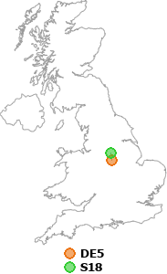 map showing distance between DE5 and S18