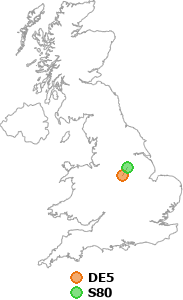 map showing distance between DE5 and S80