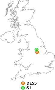 map showing distance between DE55 and S1