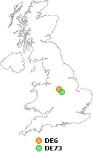 map showing distance between DE6 and DE73