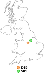 map showing distance between DE6 and S81