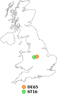 map showing distance between DE65 and ST16