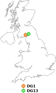 map showing distance between DG1 and DG13