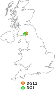 map showing distance between DG11 and DG1