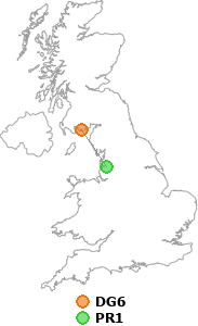 map showing distance between DG6 and PR1