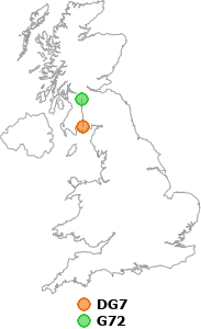 map showing distance between DG7 and G72