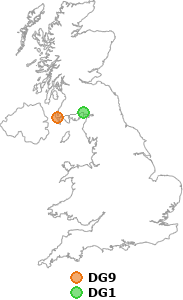 map showing distance between DG9 and DG1
