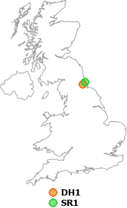 map showing distance between DH1 and SR1