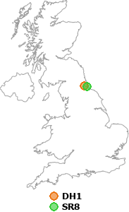 map showing distance between DH1 and SR8