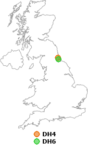 map showing distance between DH4 and DH6