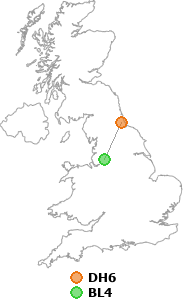 map showing distance between DH6 and BL4