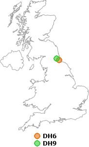 map showing distance between DH6 and DH9