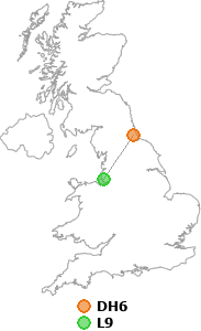 map showing distance between DH6 and L9
