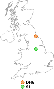 map showing distance between DH6 and S1