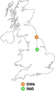 map showing distance between DH6 and S60