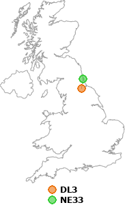 map showing distance between DL3 and NE33