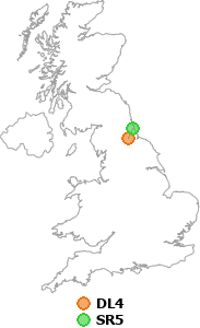 map showing distance between DL4 and SR5