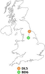 map showing distance between DL5 and BD6