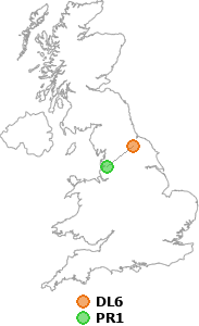 map showing distance between DL6 and PR1