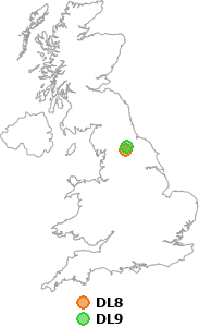 map showing distance between DL8 and DL9