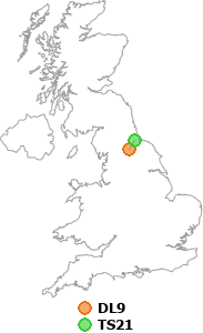 map showing distance between DL9 and TS21