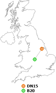 map showing distance between DN15 and B20