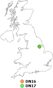 map showing distance between DN16 and DN17