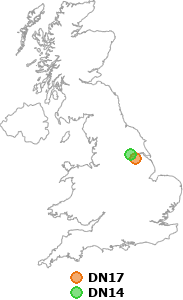 map showing distance between DN17 and DN14