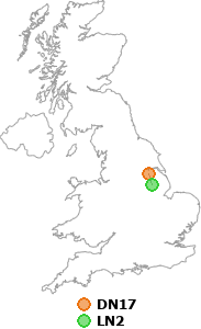 map showing distance between DN17 and LN2
