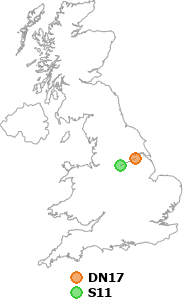 map showing distance between DN17 and S11