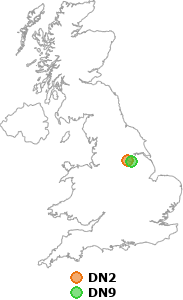 map showing distance between DN2 and DN9