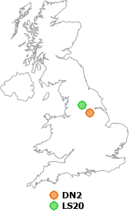 map showing distance between DN2 and LS20