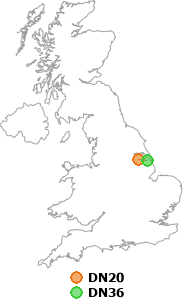 map showing distance between DN20 and DN36