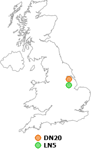 map showing distance between DN20 and LN5