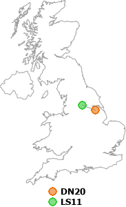 map showing distance between DN20 and LS11